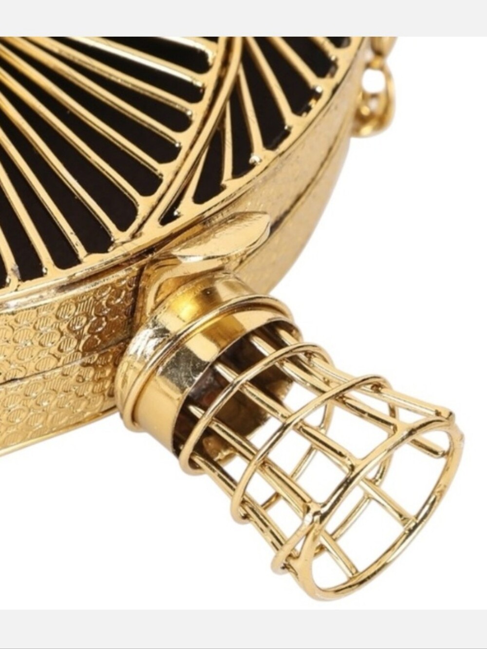 Ramla | Tourbillon Round Brass Metal Casting Clutch Shoulder Purse - Picture 4 of 16
